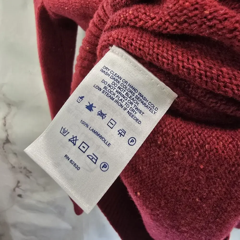 Lands End Sweater Mens Medium Red Lambswool Wool Vintage Crew Neck 90s